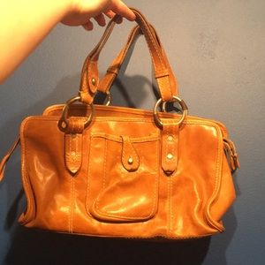 Camel colored leather reuhl bag